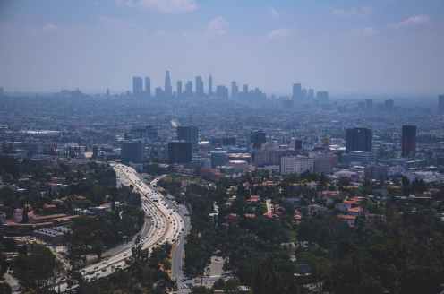 aerial view of city buildings